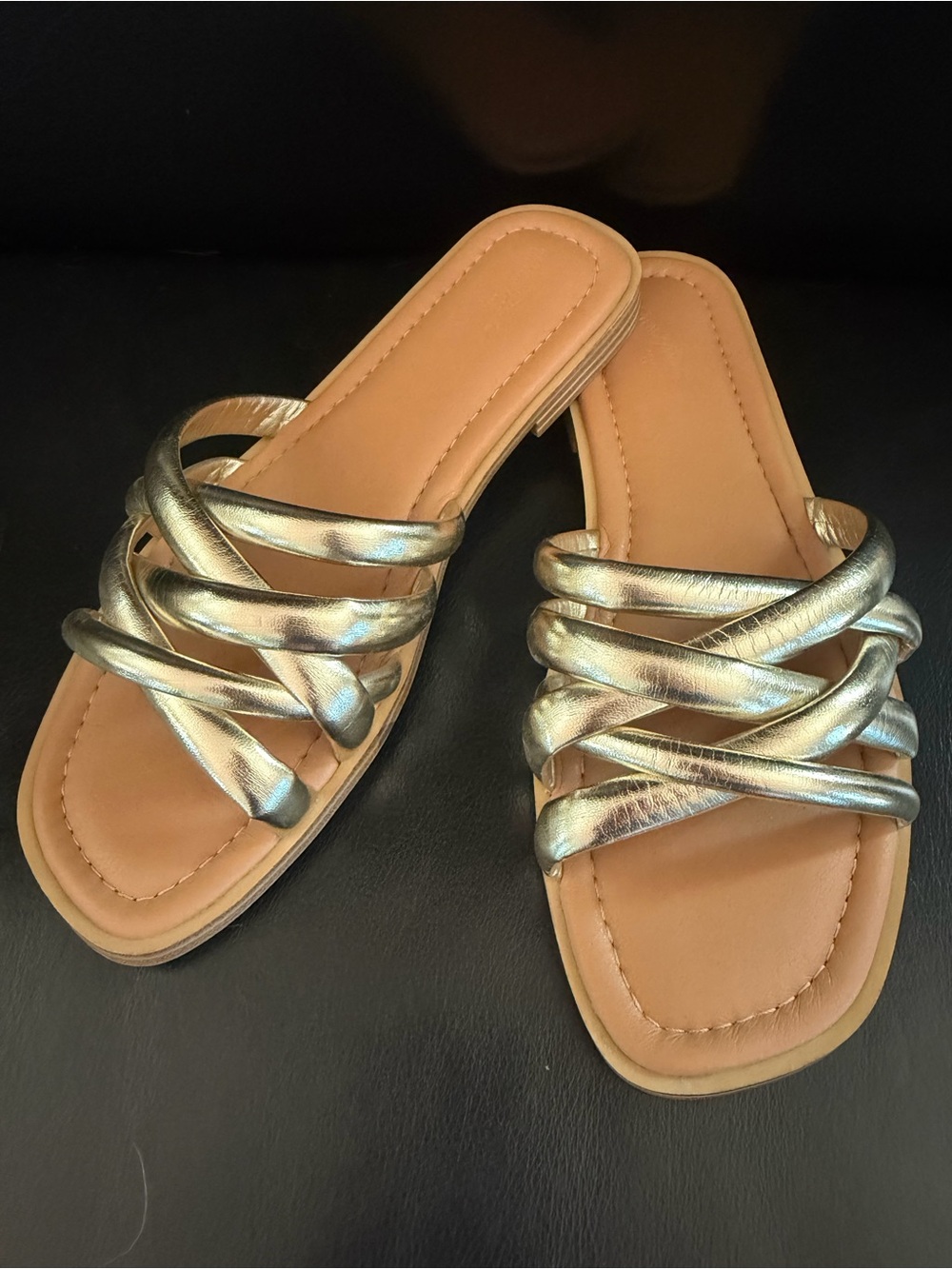 Universal thread, Rian comfort, strappy flat sandals, gold Size 9 Target